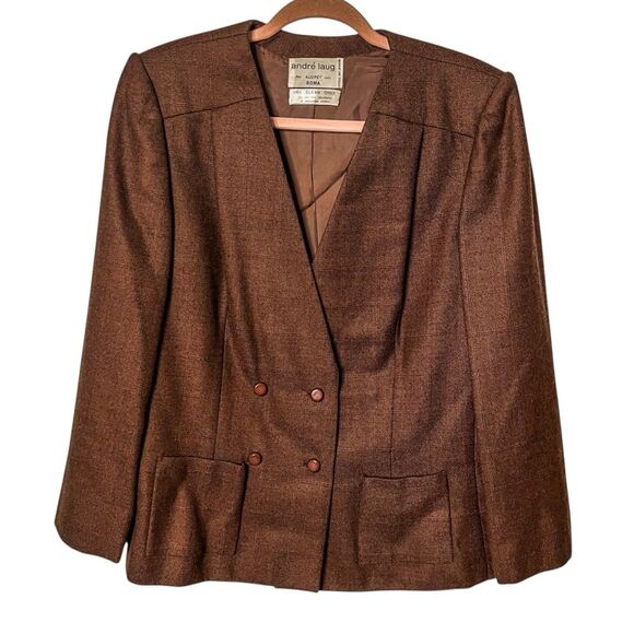 Vintage André Laug for Audrey Brown Blazer Italy Quiet Luxury 1970s–80s Size 14 - Picture 1 of 4
